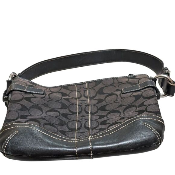 Coach signature classic canvas leather shoulder bag F05M-3577 Authentic Y2K Soho - Picture 9 of 11